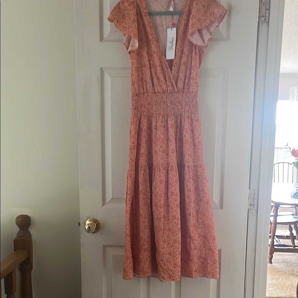 NWT 90% off Parker Vibrant Orange Patterned Spring Summer Easter SunDress